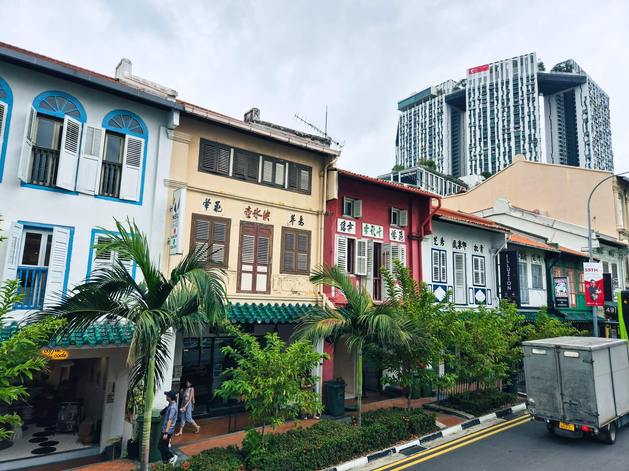 Kulisse mit traditionellen Häusern in Singapur